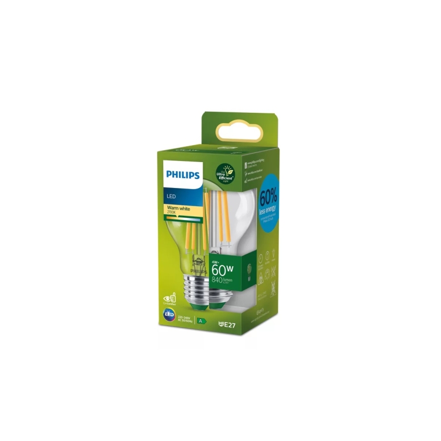 LED izzó ULTRAEFFICIENT VINTAGE Philips A60 E27/4W/230V 2700K