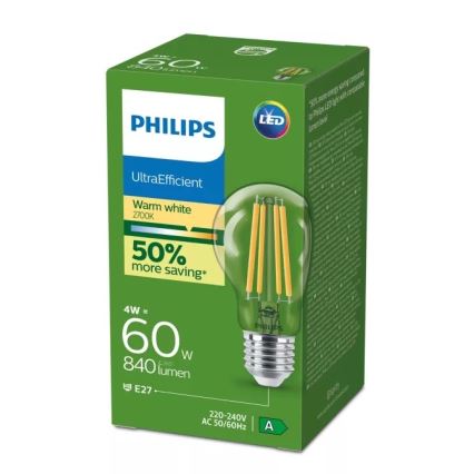LED izzó ULTRAEFFICIENT VINTAGE Philips E27/4W/230V 2700K
