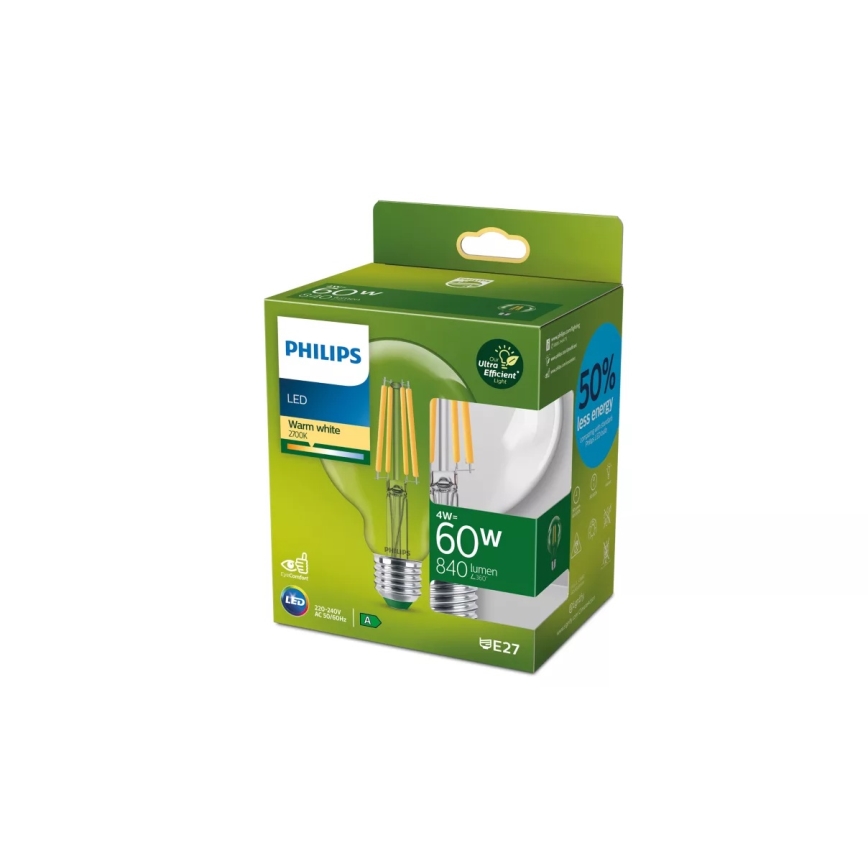 LED izzó ULTRAEFFICIENT VINTAGE Philips G95 E27/4W/230V 2700K