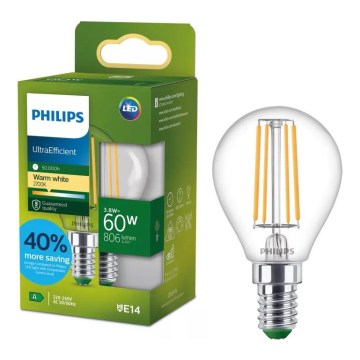 LED izzó ULTRAEFFICIENT VINTAGE Philips P45 E14/3,8W/230V 2700K