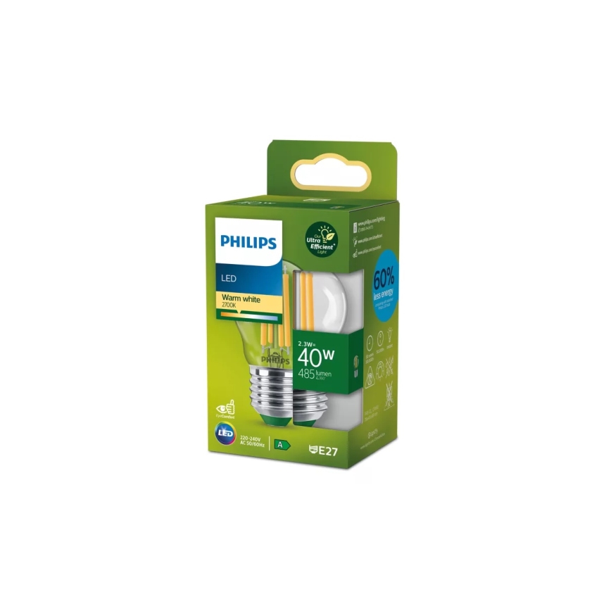 LED izzó ULTRAEFFICIENT VINTAGE Philips P45 E27/2,3W/230V 2700K