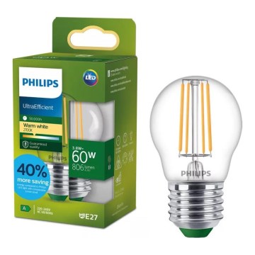 LED izzó ULTRAEFFICIENT VINTAGE Philips P45 E27/3,8W/230V 2700K
