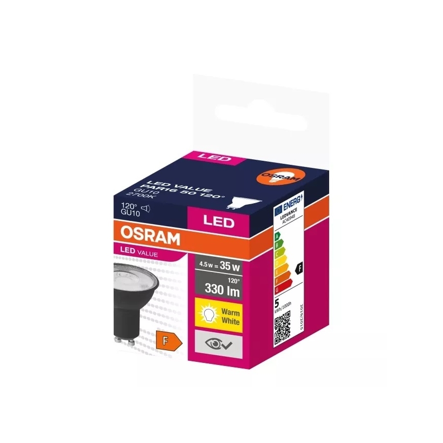 LED Izzó VALUE PAR16 GU10/4,5W/230V 2700K 120° fekete - Osram