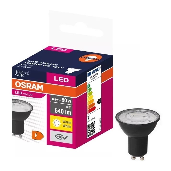 LED Izzó VALUE PAR16 GU10/6,9W/230V 2700K 120° fekete - Ledvance