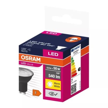 LED Izzó VALUE PAR16 GU10/6,9W/230V 2700K 120° fekete - Osram