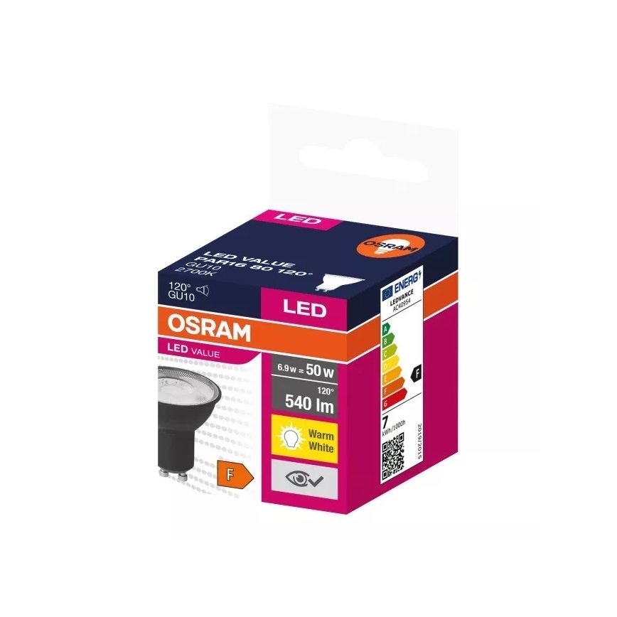 LED Izzó VALUE PAR16 GU10/6,9W/230V 2700K 120° fekete - Osram