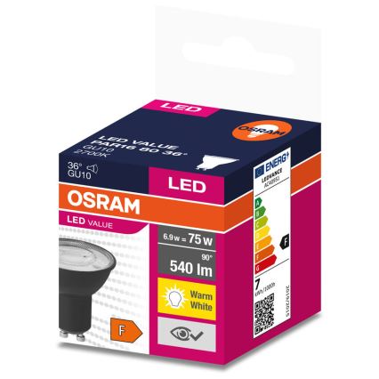 LED Izzó VALUE PAR16 GU10/6,9W/230V 2700K 36° fekete - Osram