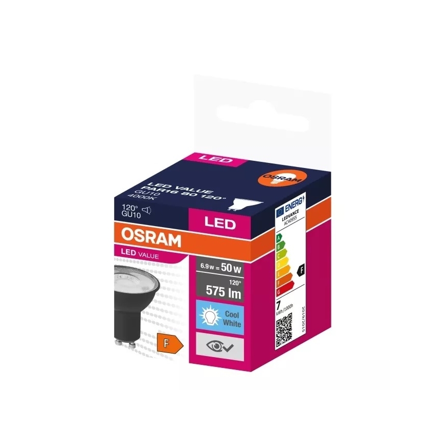 LED Izzó VALUE PAR16 GU10/6,9W/230V 4000K 120° fekete - Ledvance