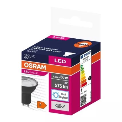 LED Izzó VALUE PAR16 GU10/6,9W/230V 6500K 120° fekete - Ledvance