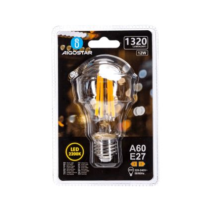 LED izzó VINTAGE A60 E27/12W/230V 2200K - Aigostar