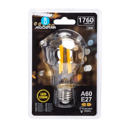 LED izzó VINTAGE A60 E27/16W/230V 2200K - Aigostar