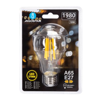 LED izzó VINTAGE A65 E27/18W/230V 2700K - Aigostar