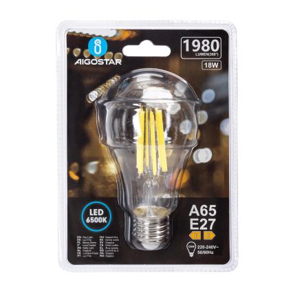 LED izzó VINTAGE A65 E27/18W/230V 6500K - Aigostar