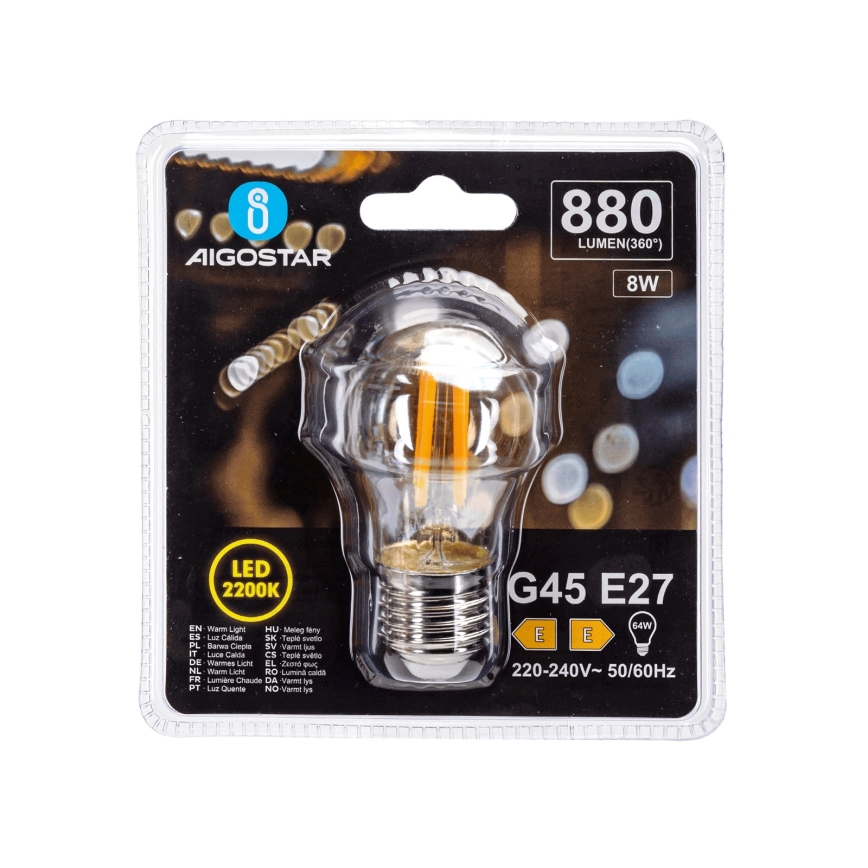 LED izzó VINTAGE G45 E27/8W/230V 2200K - Aigostar