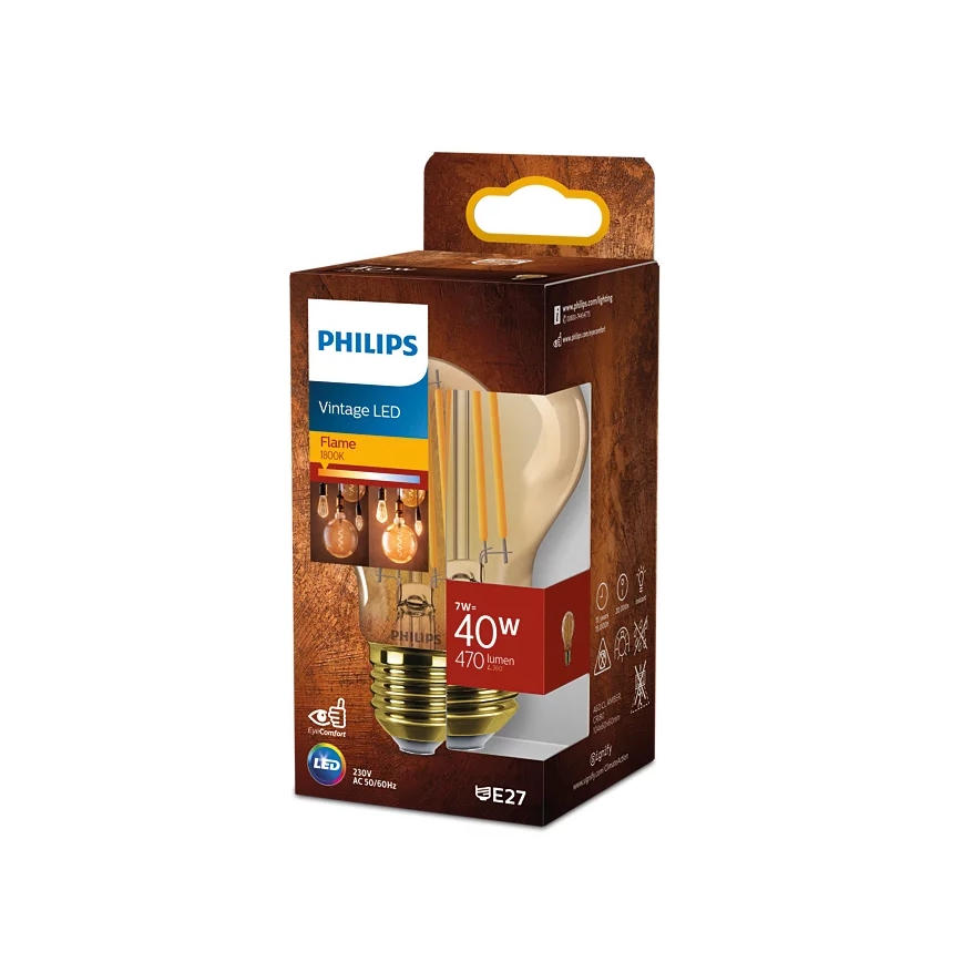 LED Izzó VINTAGE Philips A60 E27/7W/230V 1800K