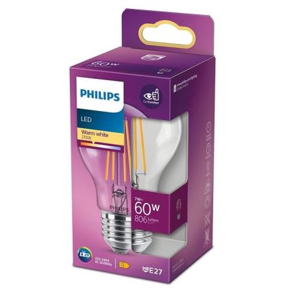 LED Izzó VINTAGE Philips A60 E27/7W/230V 2700K