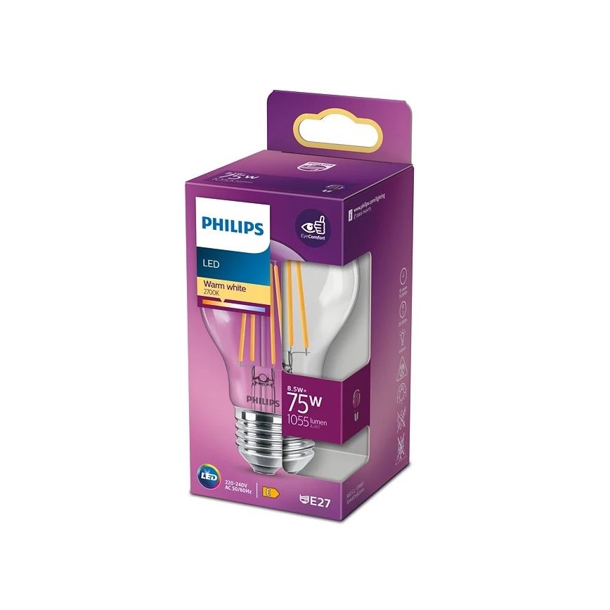 LED Izzó VINTAGE Philips A60 E27/8,5W/230V 2700K