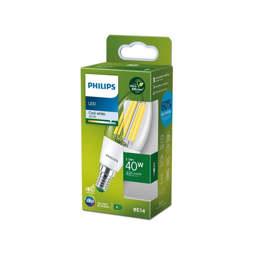 LED Izzó VINTAGE Philips B35 E14/2,3W/230V 4000K