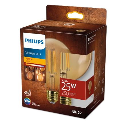 LED Izzó VINTAGE Philips G95 E27/3,1W/230V 1800K