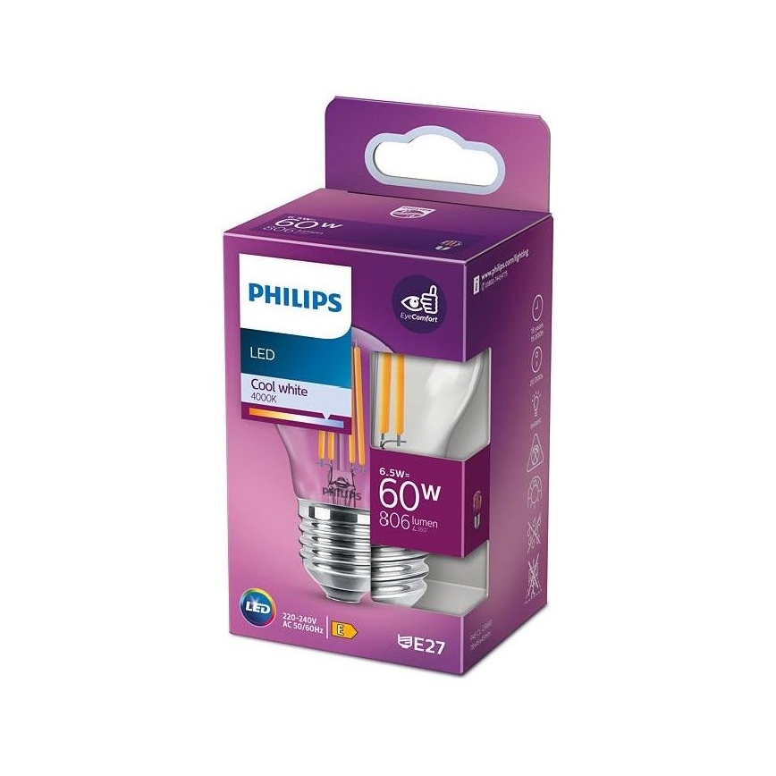 LED Izzó VINTAGE Philips P45 E27/6,5W/230V 4000K