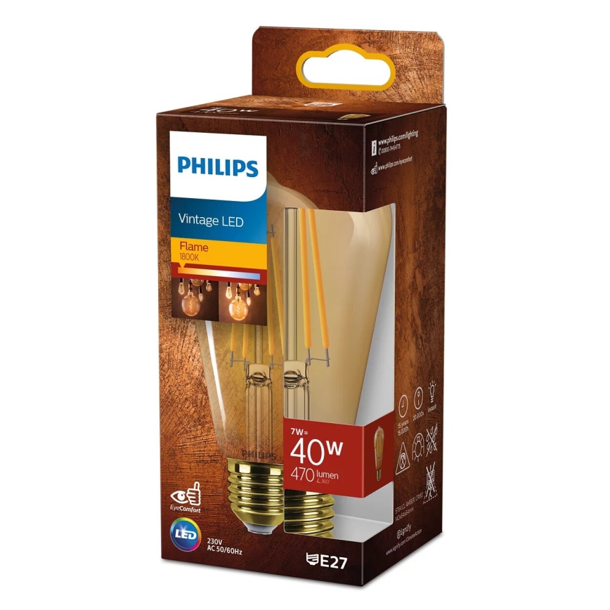 LED Izzó VINTAGE Philips ST64 E27/7W/230V 1800K