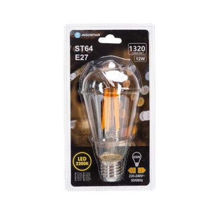 LED izzó VINTAGE ST64 E27/12W/230V 2200K - Aigostar