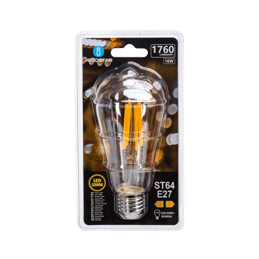 LED izzó VINTAGE ST64 E27/16W/230V 2200K - Aigostar