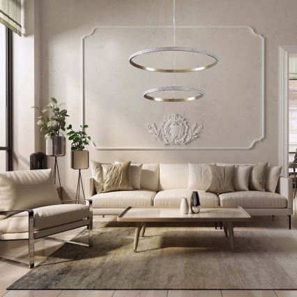 LED kábeles csillár DIANA LED/44W/230V 4000K átm. 59 cm arany