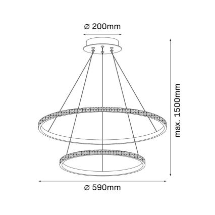 LED kábeles csillár DIANA LED/44W/230V 4000K átm. 59 cm arany