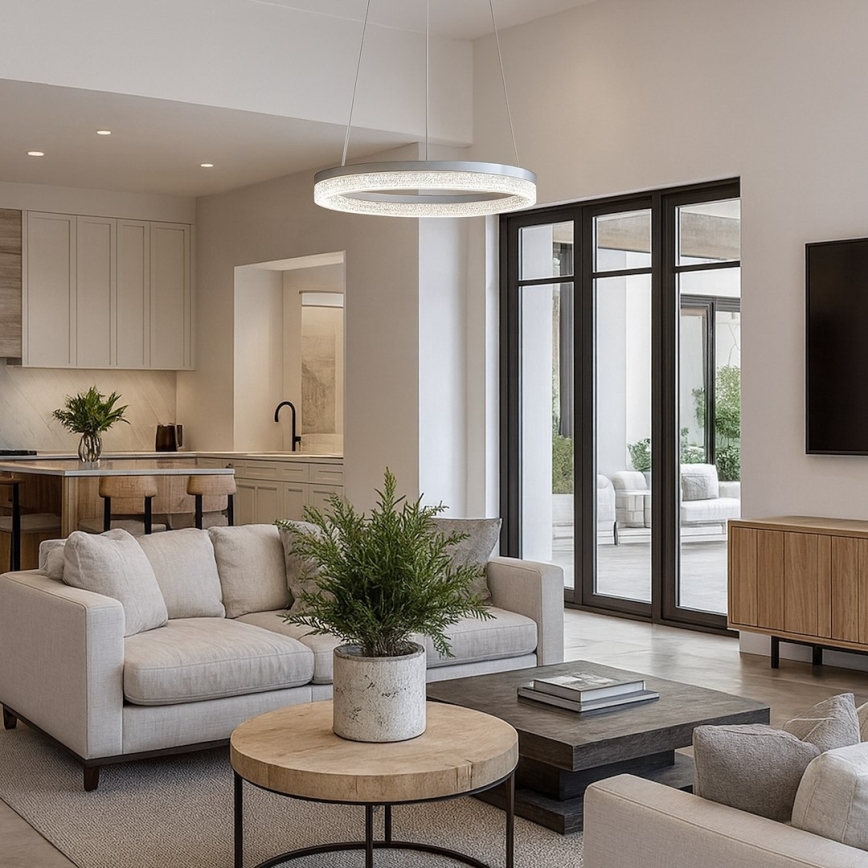 LED kábeles csillár GALA LED/25W/230V átm. 50 cm ezüst