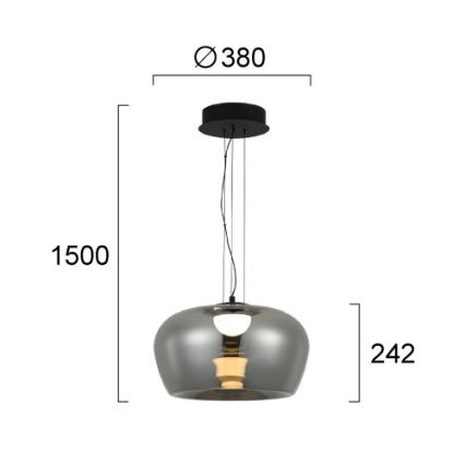 LED kábeles csillár NADIA LED/20W/230V füstszínű/fekete