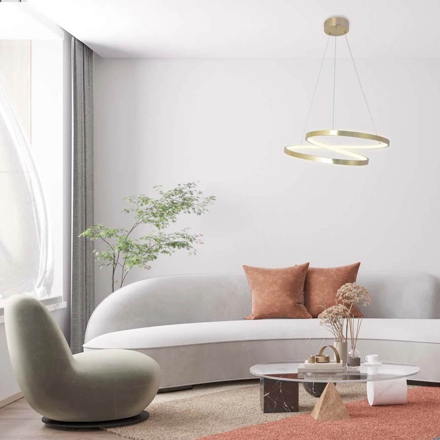 LED kábeles csillár ZEFIRA, 40 W, 230 V, 4000 K, Ø 50 cm, arany