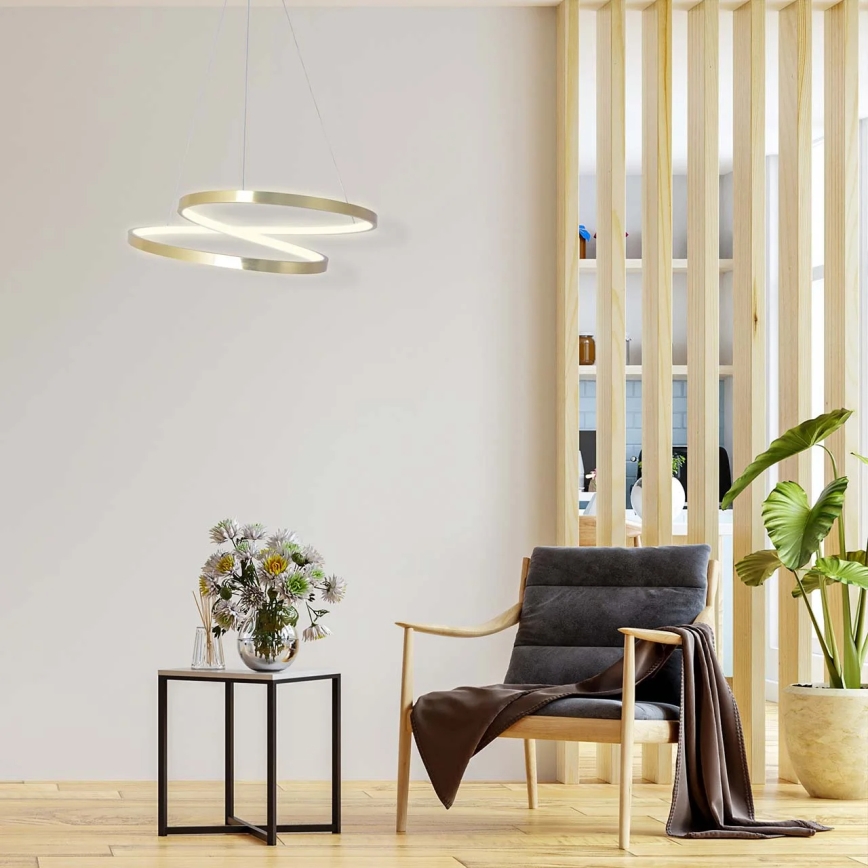 LED kábeles csillár ZEFIRA, 40 W, 230 V, 4000 K, Ø 50 cm, arany