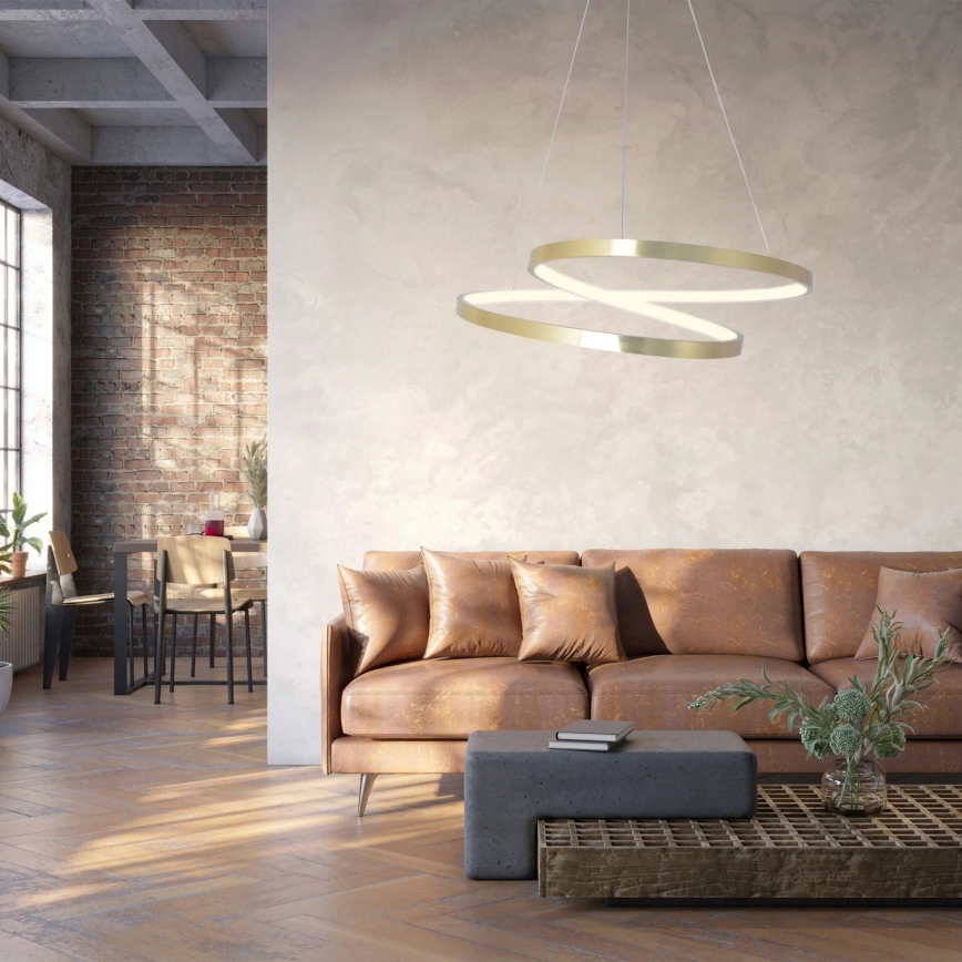 LED kábeles csillár ZEFIRA, 40 W, 230 V, 4000 K, Ø 50 cm, arany