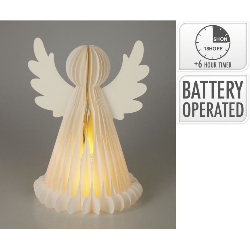 LED karácsonyi dekoráció 12xLED/3xAA 38 cm meleg fehér angyal