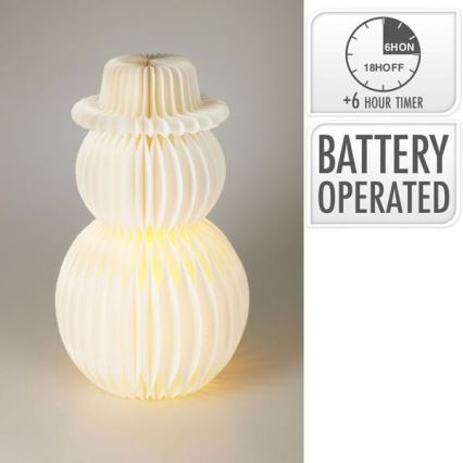 LED karácsonyi dekoráció, 12xLED/3xAA, 39 cm, meleg fehér, hóember