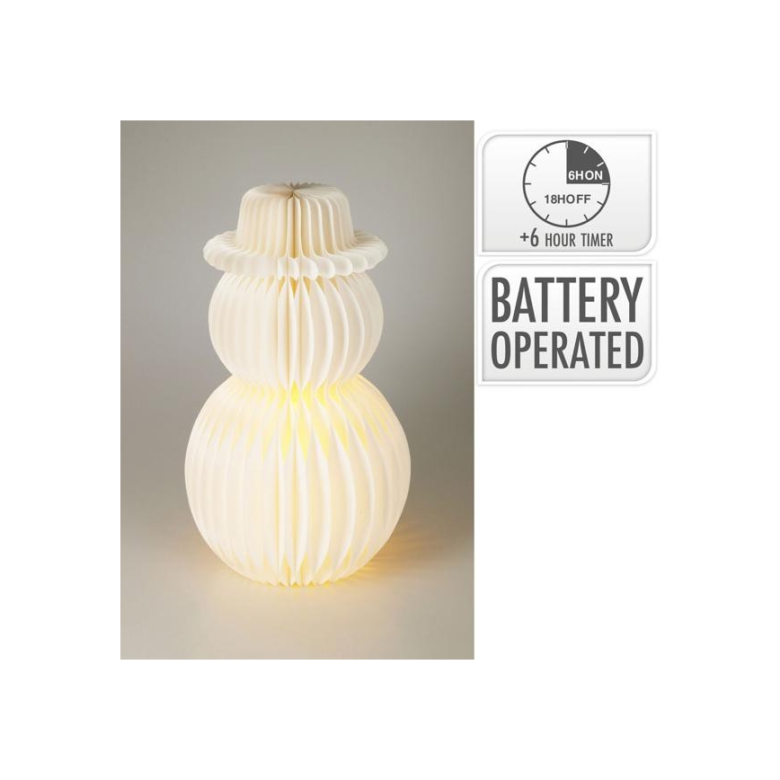 LED karácsonyi dekoráció, 12xLED/3xAA, 39 cm, meleg fehér, hóember
