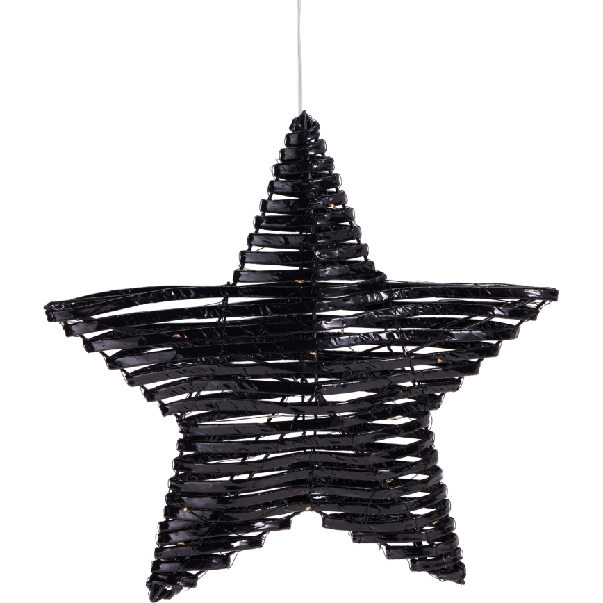 LED karácsonyi dekoráció 30xLED/3xAA 40 cm meleg fehér csillag/fekete