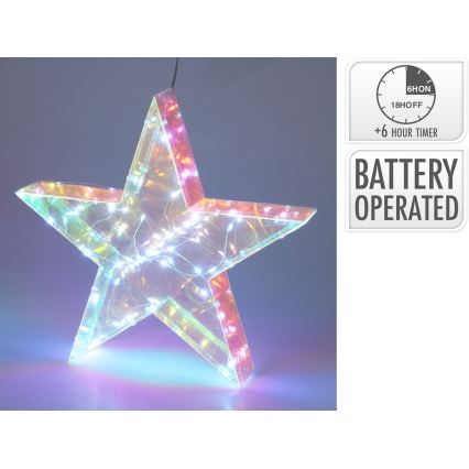 LED karácsonyi dekoráció 50xLED/3xAA 40 cm meleg fehér csillag