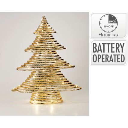 LED karácsonyi dekoráció 60xLED/3xAA 60 cm meleg fehér karácsonyfa/arany
