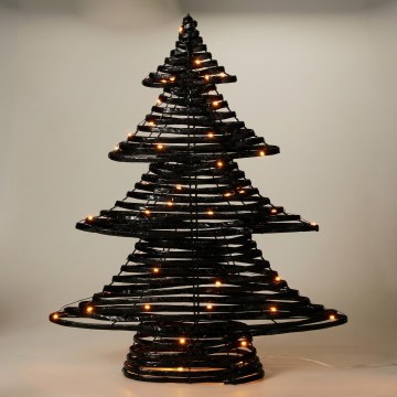 LED karácsonyi dekoráció 60xLED/3xAA 60 cm meleg fehér karácsonyfa/fekete