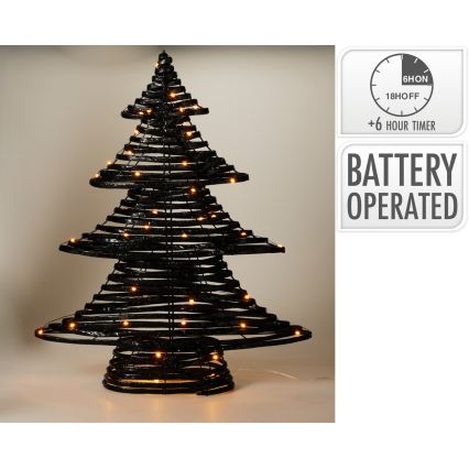 LED karácsonyi dekoráció 60xLED/3xAA 60 cm meleg fehér karácsonyfa/fekete