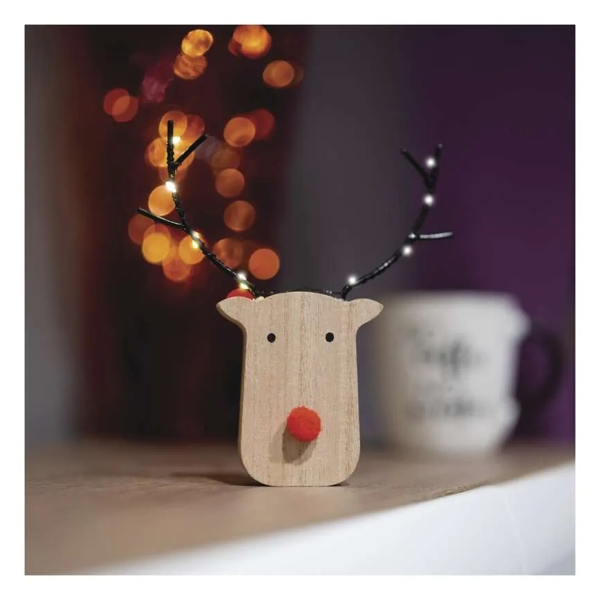 LED karácsonyi dekoráció 8xLED/2xAAA rénszarvas