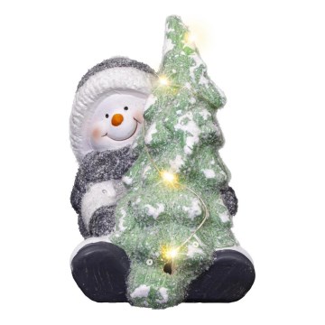 LED karácsonyi dekoráció LED/2xLR44/meleg fehér hóember fával