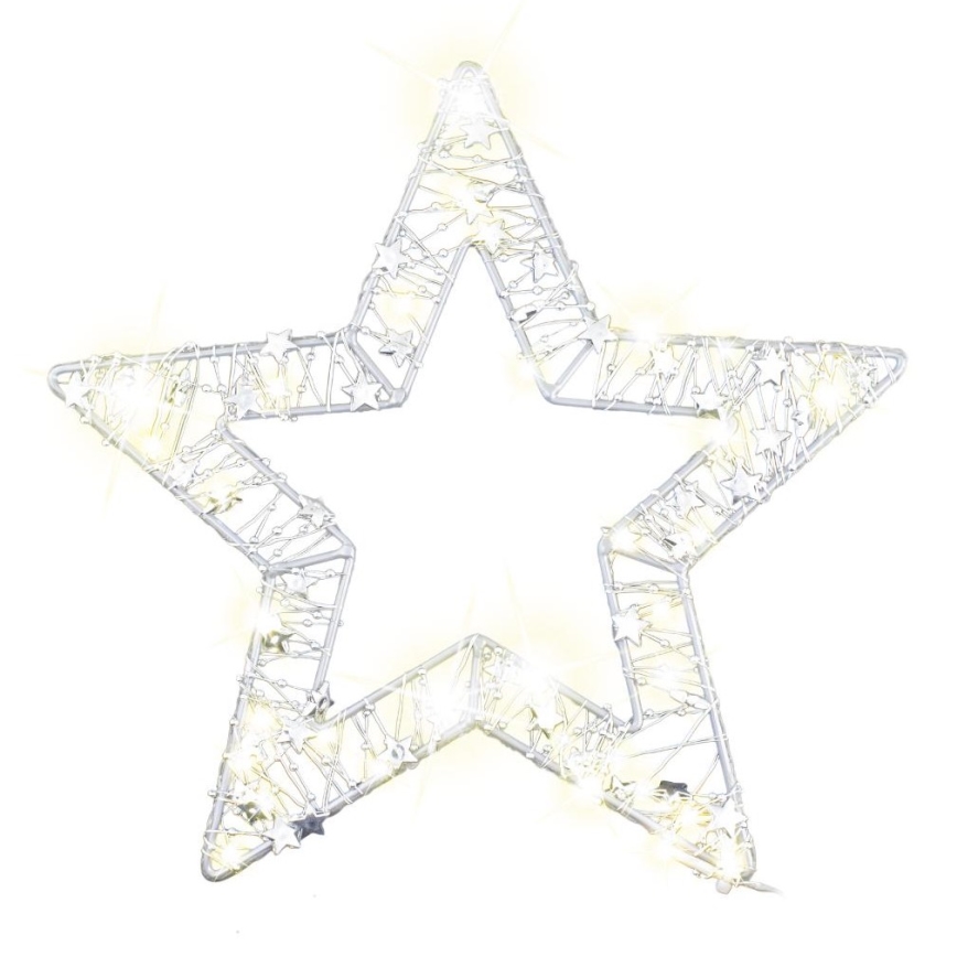 LED karácsonyi dekoráció LED/3xAA/meleg fehér csillag