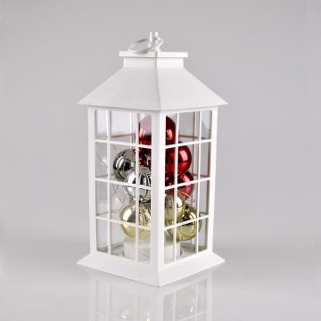 LED Karácsonyi dekoráció LED/3xAAA fehér lámpás gömbökkel