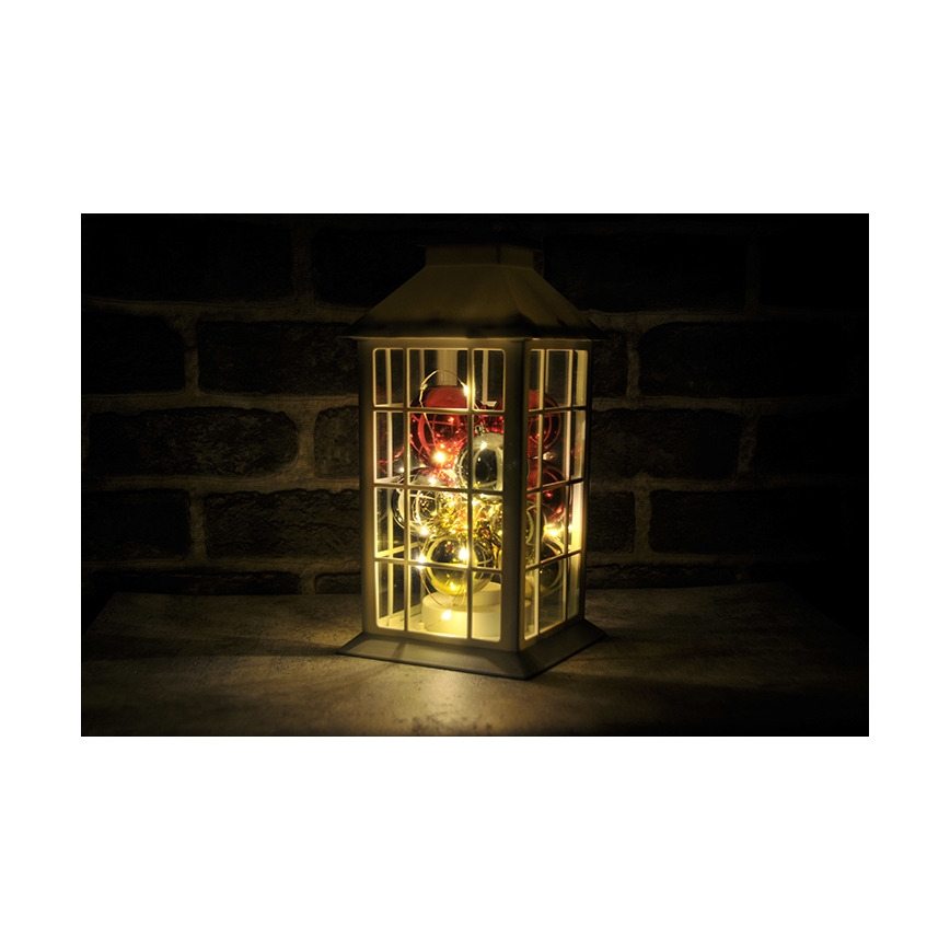 LED Karácsonyi dekoráció LED/3xAAA fehér lámpás gömbökkel