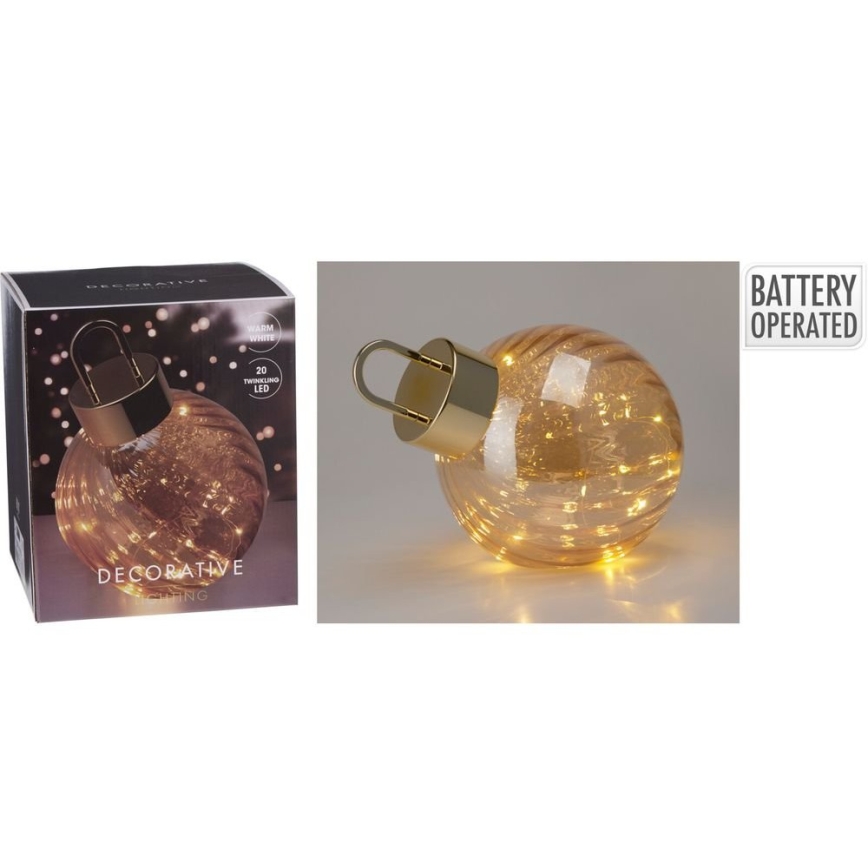 LED karácsonyi dísz 20xLED/3xAAA Ø 20 cm meleg fehér gömb