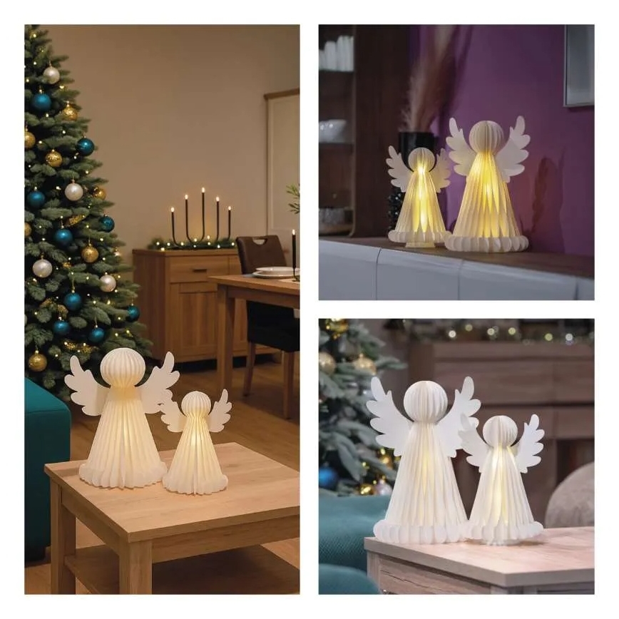 LED karácsonyi dísz 20×LED/6×AA, angyalok