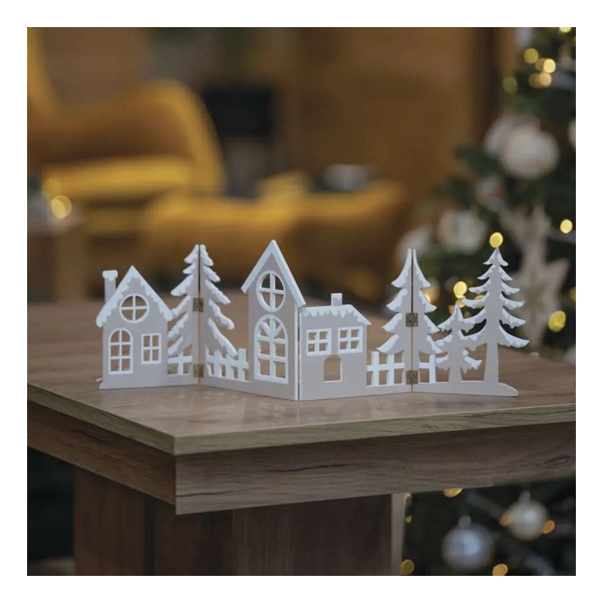 LED karácsonyi dísz 40xLED/2xAA meleg fehér város